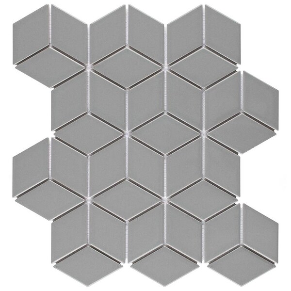 Shop SomerTile 10.5 x 12.125-Inch Victorian Rhombus Glossy Light Grey